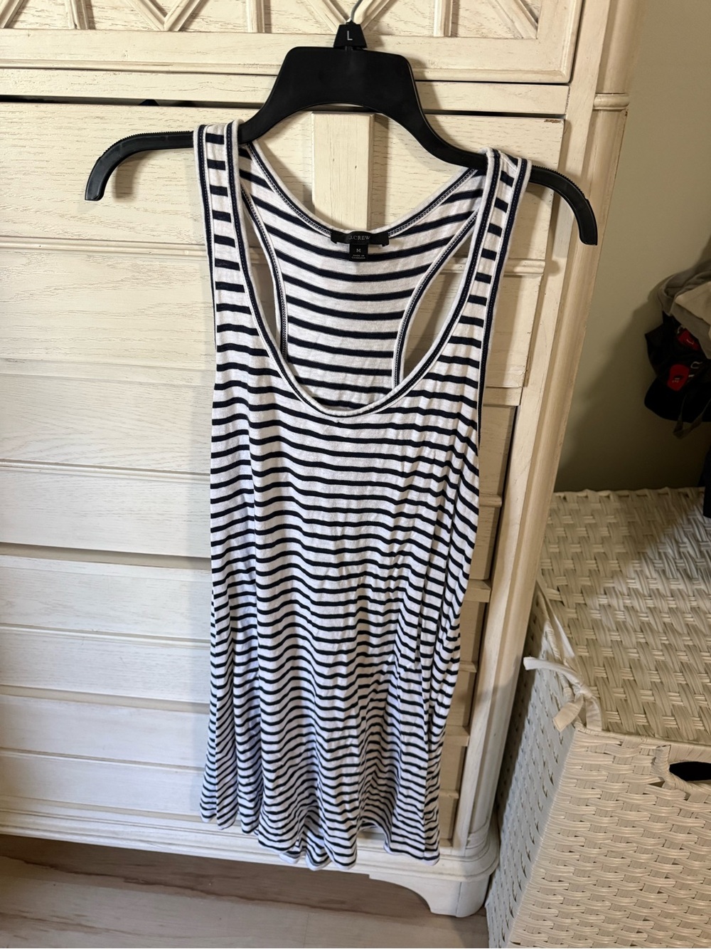 J Crew black and white striped cotton dress